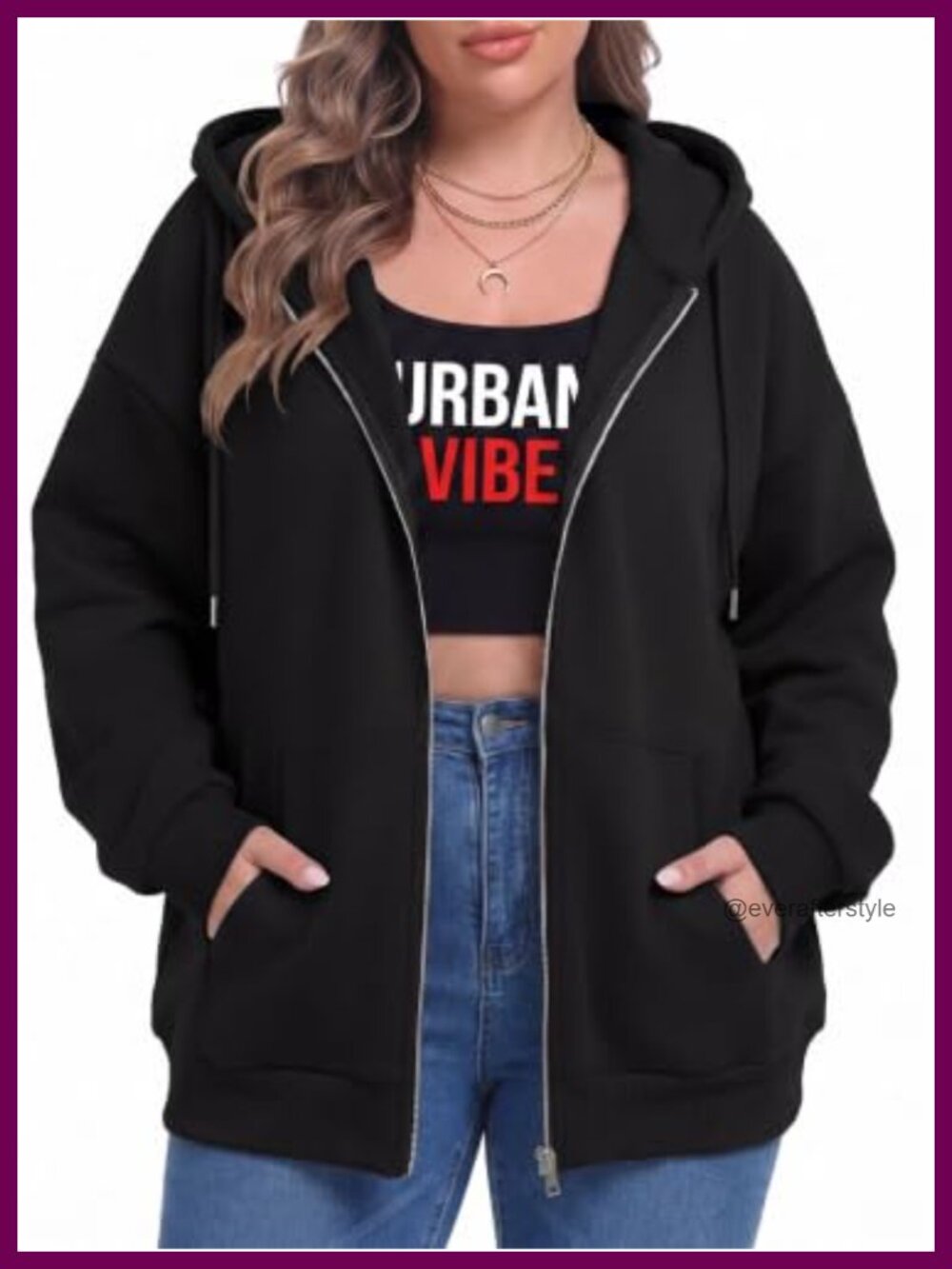 Women's Plus Size Zip Up Hoodie Oversized Fleece Lined Sweatshirt 1X-5X